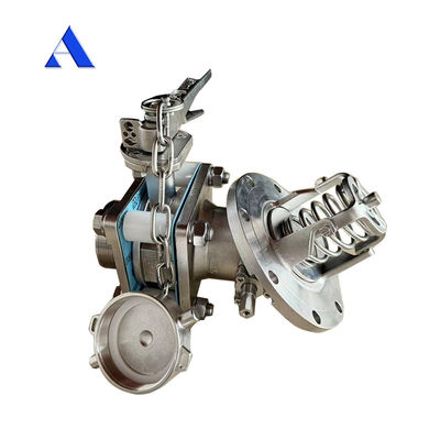 ISO-Tankbehälter Ersatzteile 3 Zoll 45 Grad Bodenentladung und Probenventil mit Druckmessgerät 1.4''BSP 0-40 bar