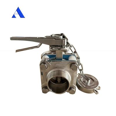 ISO-Tankbehälter Ersatzteile 3 Zoll 45 Grad Bodenentladung und Probenventil mit Druckmessgerät 1.4''BSP 0-40 bar