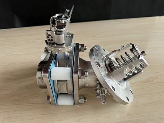 ISO-Tankbehälter Ersatzteile 3 Zoll 45 Grad Bodenentladung und Probenventil mit Druckmessgerät 1.4''BSP 0-40 bar
