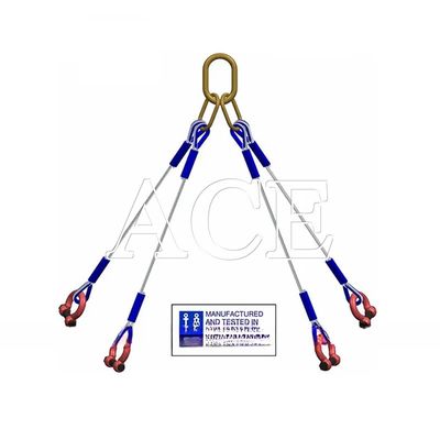 Aufhebenseil Typ Flachseil DNV 2.7-1 Standard Edelstahlkabel Drahtseil Schlinge 4 oder 5 Beine für Offshore Container Orange