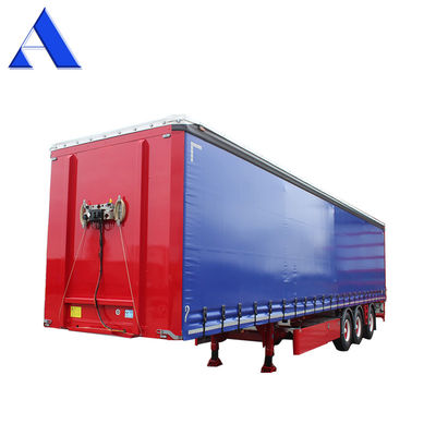 11R22.5 Reifen 3 Achse PVC Vorhangseite Versandcontainer Shandong 40ft Van Box Halbanhänger mit Standard 28Ton Landegerät