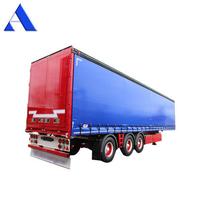 11R22.5 Reifen 3 Achse PVC Vorhangseite Versandcontainer Shandong 40ft Van Box Halbanhänger mit Standard 28Ton Landegerät