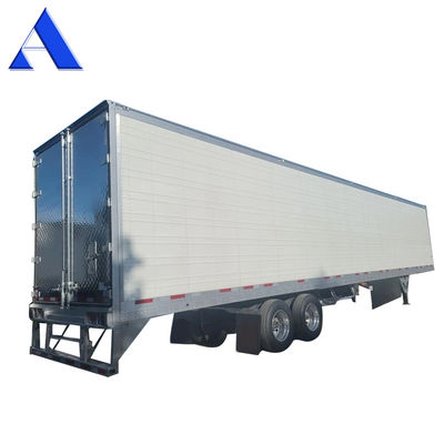 Halbanhänger Lkw 2 Achsen 8 Räder 40ft 48ft 53ft Flachbett 12R22.5 Reifen isoliert Van Reefer Stahl Eisen Material TS16949 Zertifikat