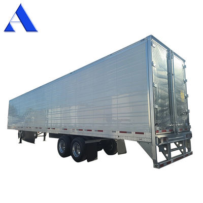 Halbanhänger Lkw 2 Achsen 8 Räder 40ft 48ft 53ft Flachbett 12R22.5 Reifen isoliert Van Reefer Stahl Eisen Material TS16949 Zertifikat