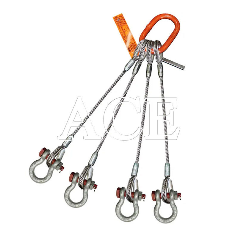Aufhebenseil Typ Flachseil DNV 2.7-1 Standard Edelstahlkabel Drahtseil Schlinge 4 oder 5 Beine für Offshore Container Orange