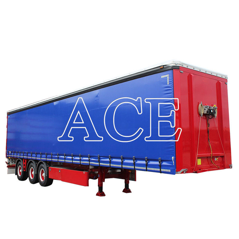 11R22.5 Reifen 3 Achse PVC Vorhangseite Versandcontainer Shandong 40ft Van Box Halbanhänger mit Standard 28Ton Landegerät