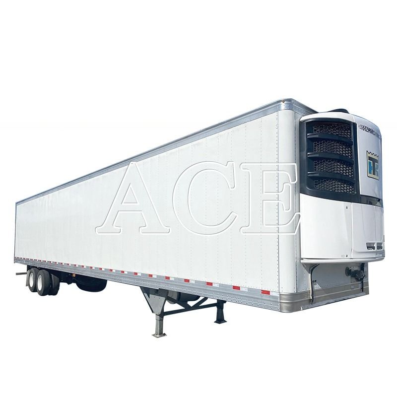 Halbanhänger Lkw 2 Achsen 8 Räder 40ft 48ft 53ft Flachbett 12R22.5 Reifen isoliert Van Reefer Stahl Eisen Material TS16949 Zertifikat